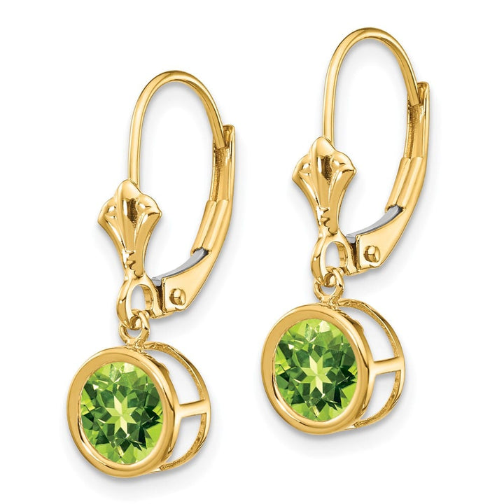 14K Yellow Gold 6mm Round Bezel Leverback Dangle Earrings, view 11 of 24