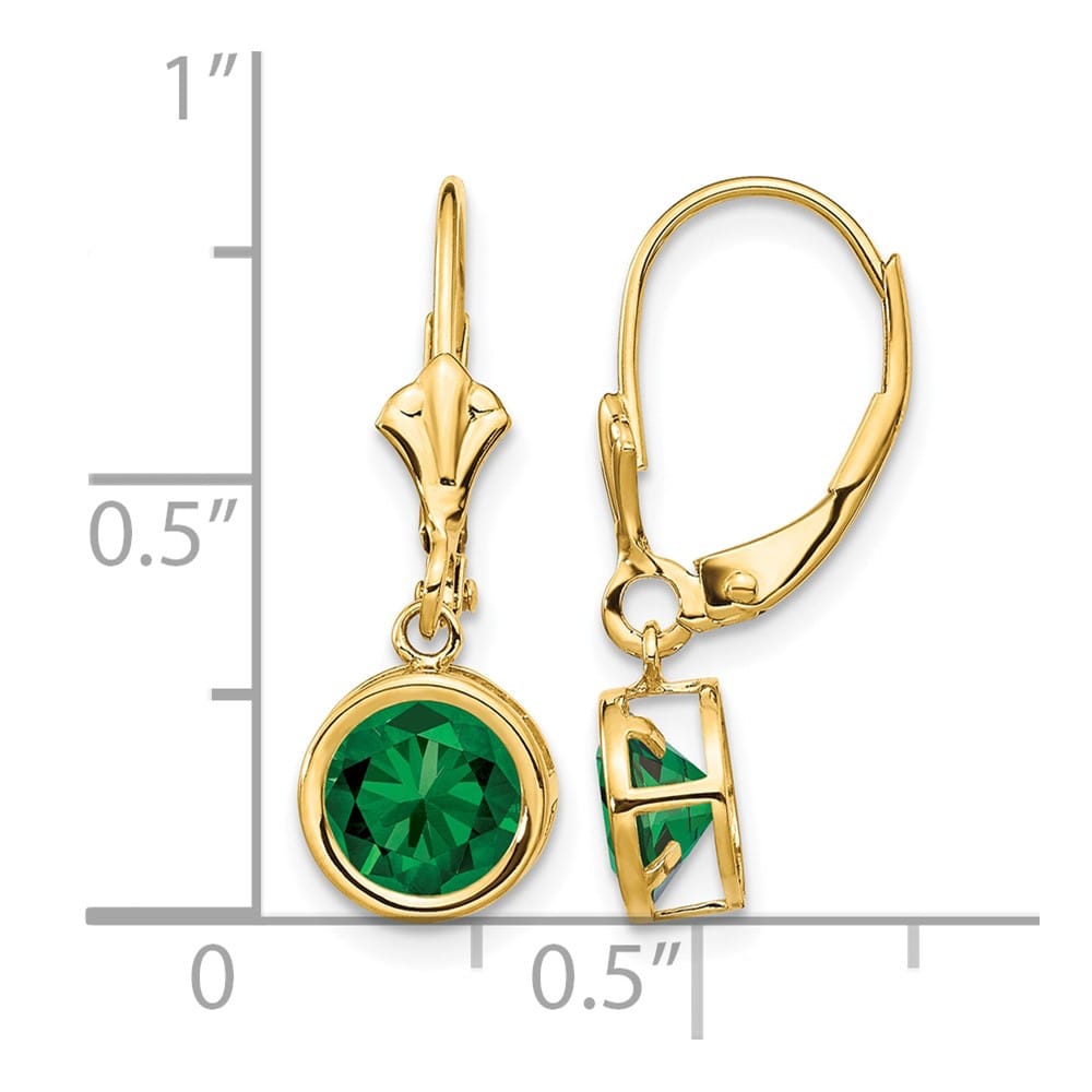 14K Yellow Gold 6mm Round Bezel Leverback Dangle Earrings, view 9 of 24