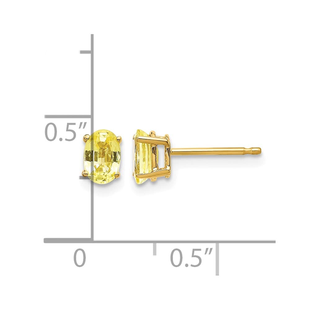 14K Yellow Gold 6x4mm Oval Yellow Sapphire Post Earrings, view 4 of 4