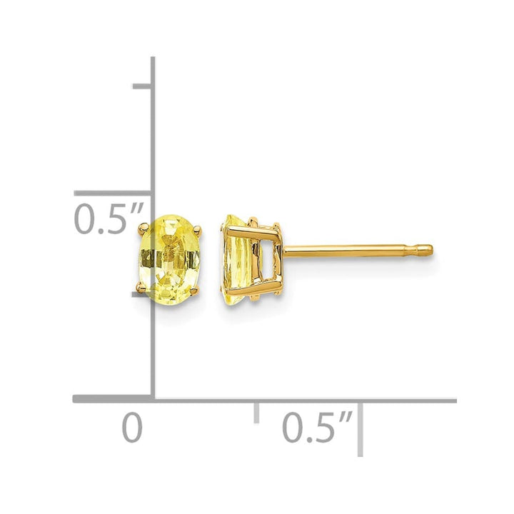 14K Yellow Gold 6x4mm Oval Yellow Sapphire Post Earrings, view 4 of 4