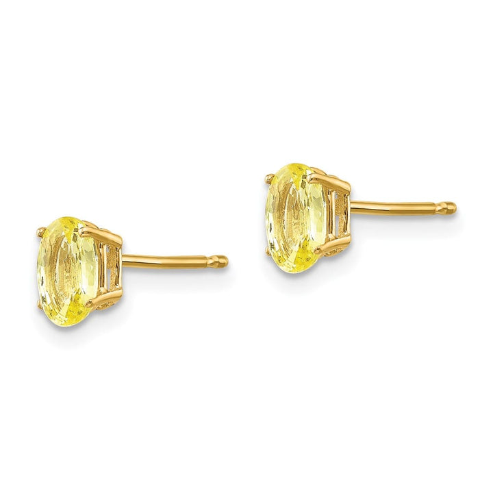14K Yellow Gold 6x4mm Oval Yellow Sapphire Post Earrings, view 2 of 4