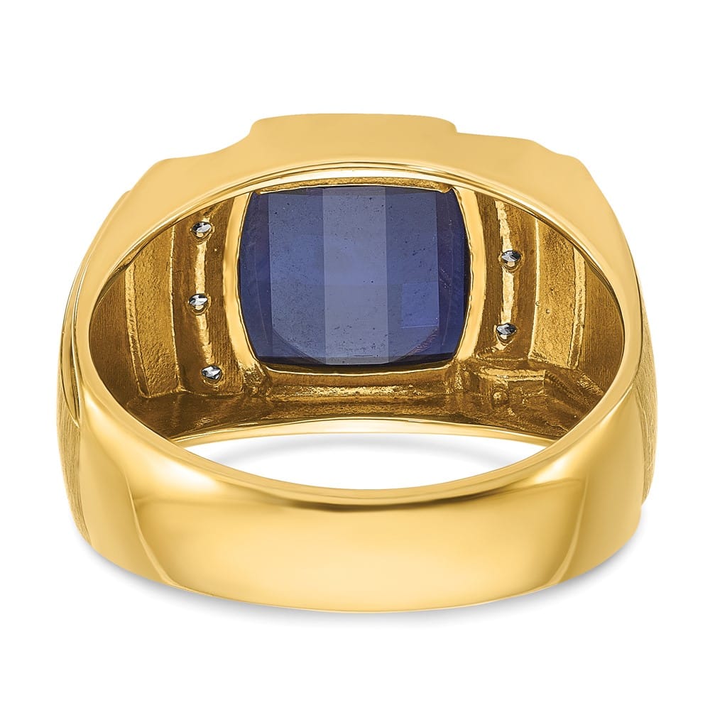 14k Yellow Gold 7.18 g Lab Created Sapphire Diamond Men's Ring