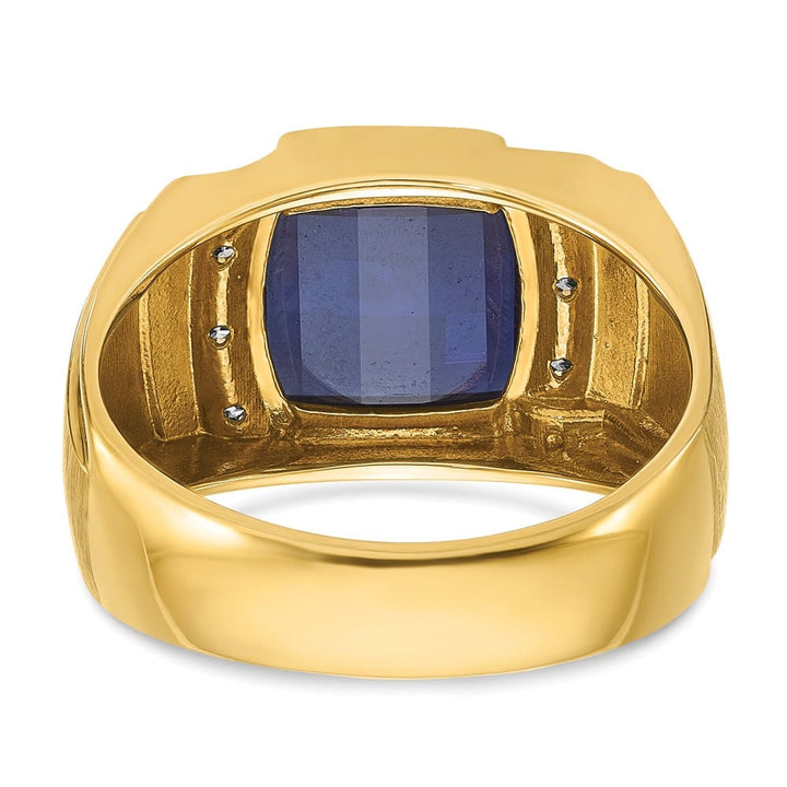 14k Yellow Gold 7.18 g Lab Created Sapphire Diamond Men's Ring