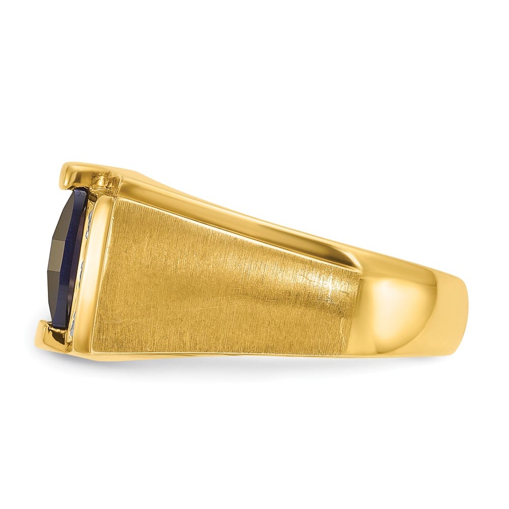 14k Yellow Gold 7.18 g Lab Created Sapphire Diamond Men's Ring