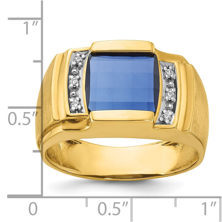 14k Yellow Gold 7.18 g Lab Created Sapphire Diamond Men's Ring