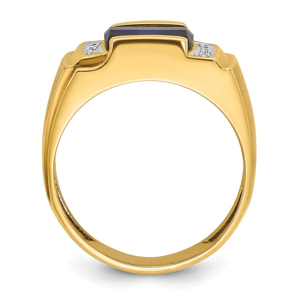 14k Yellow Gold 7.18 g Lab Created Sapphire Diamond Men's Ring