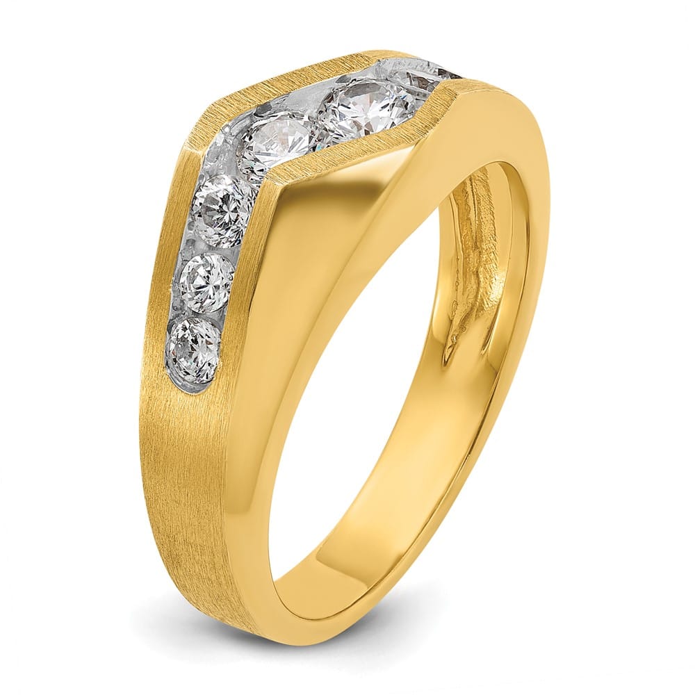14k Yellow Gold 7.24 g and Satin I1 Quality Diamond Men's Ring