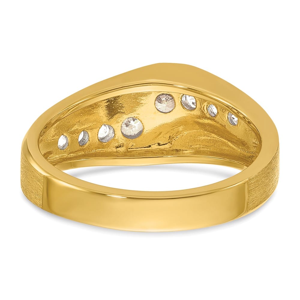 14k Yellow Gold 7.24 g and Satin I1 Quality Diamond Men's Ring