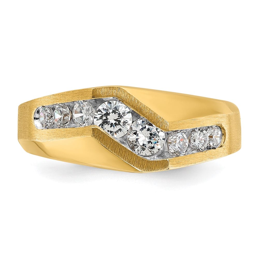 14k Yellow Gold 7.24 g and Satin I1 Quality Diamond Men's Ring