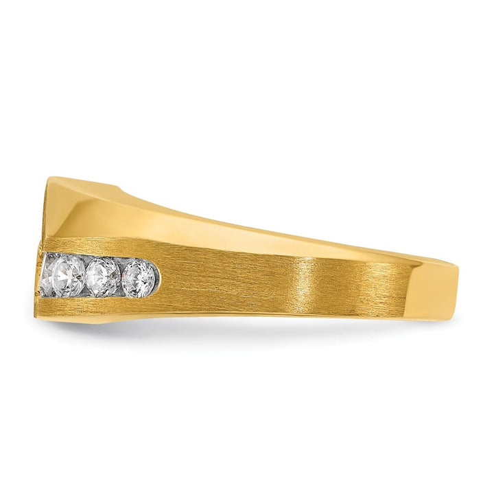 14k Yellow Gold 7.24 g and Satin I1 Quality Diamond Men's Ring