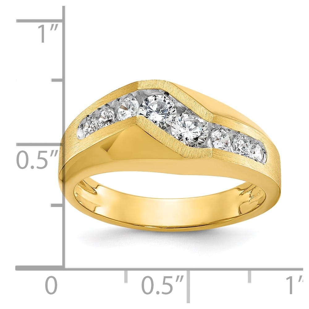 14k Yellow Gold 7.24 g and Satin I1 Quality Diamond Men's Ring
