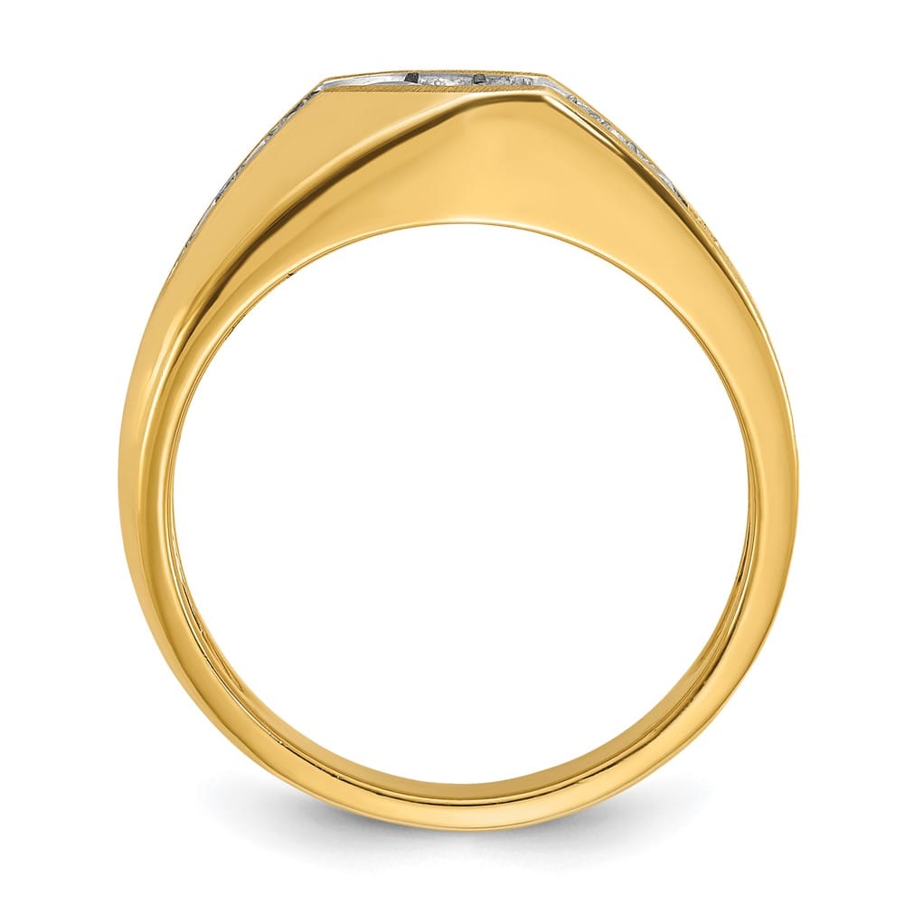 14k Yellow Gold 7.24 g and Satin I1 Quality Diamond Men's Ring