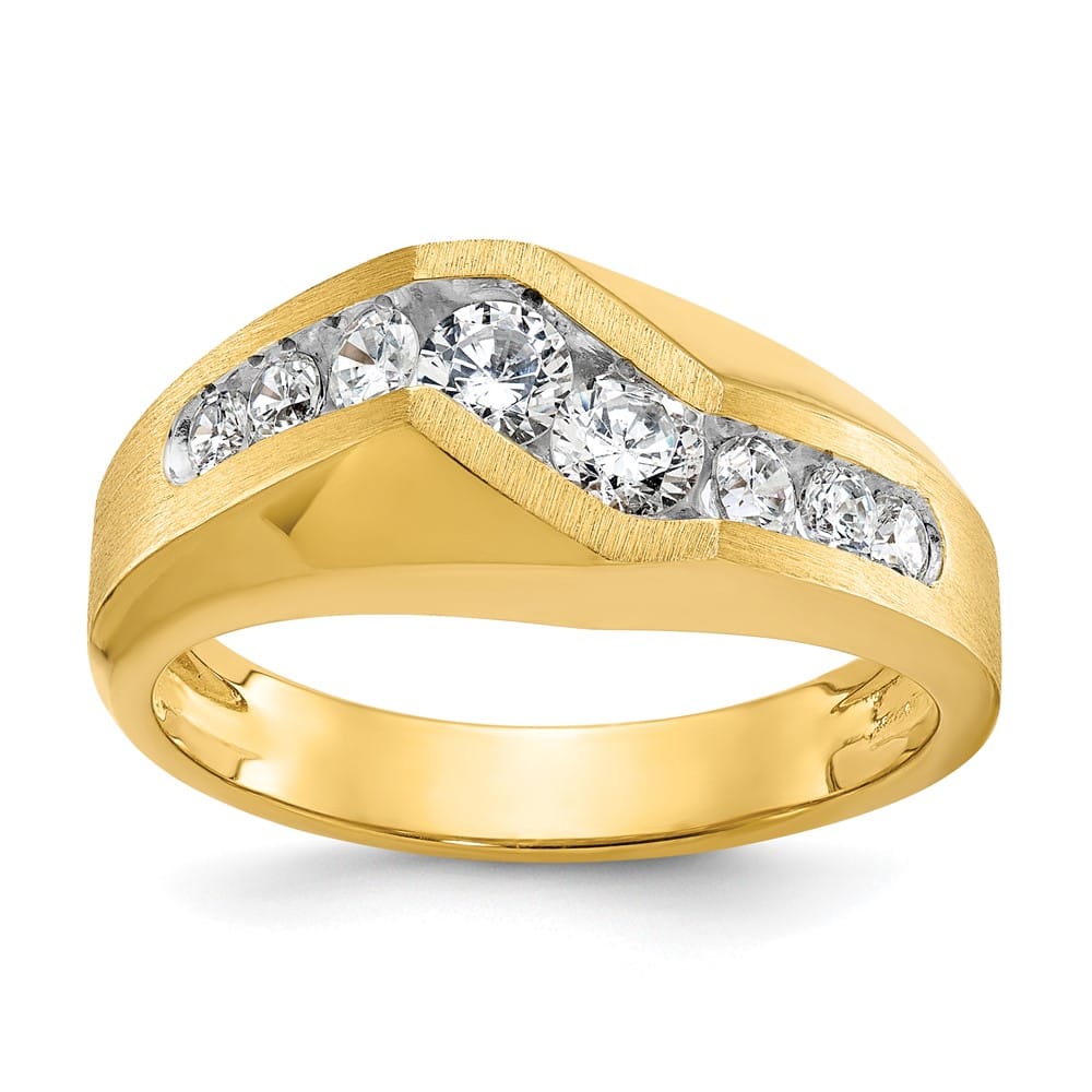 14k Yellow Gold 7.24 g and Satin I1 Quality Diamond Men's Ring