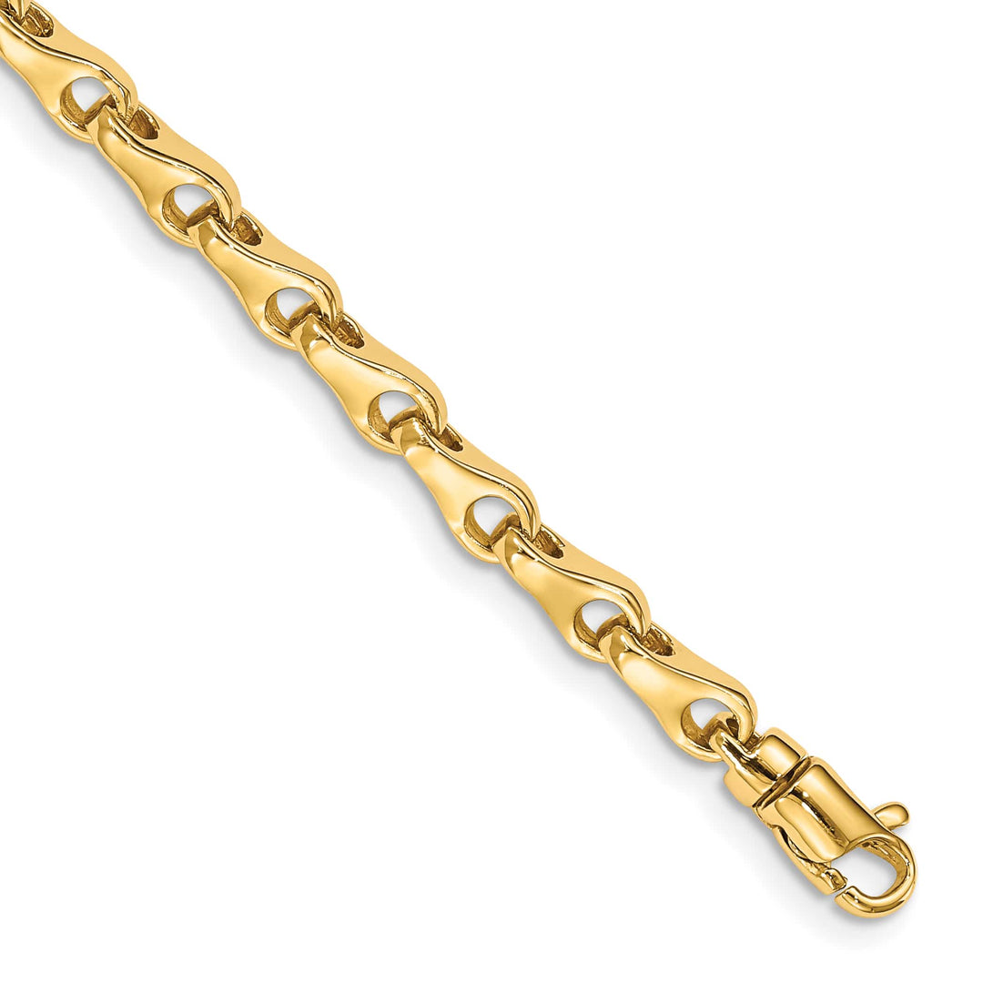 14K Yellow Gold 7. 3.9mm Hand Fancy Link Bracelet