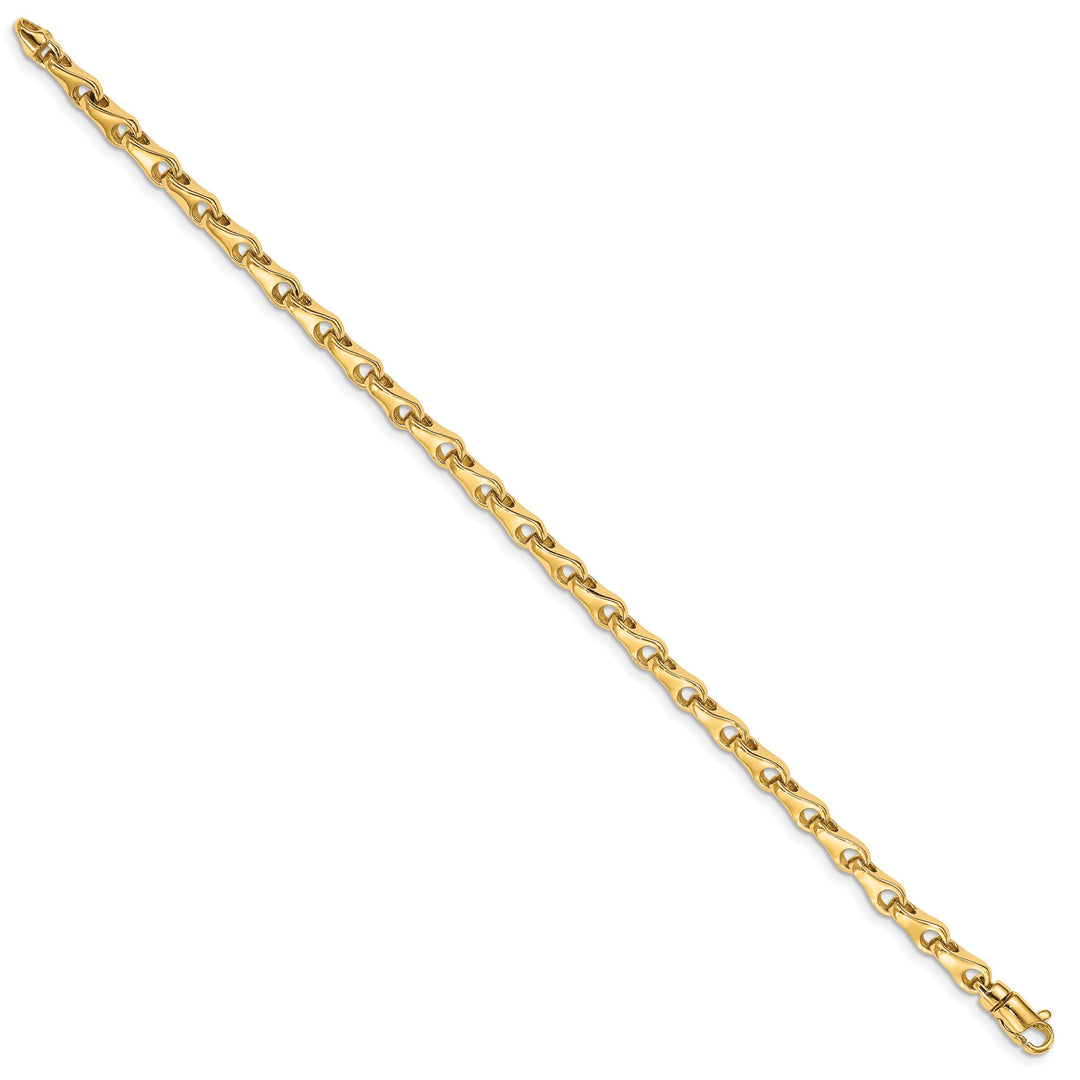 14K Yellow Gold 7. 3.9mm Hand Fancy Link Bracelet