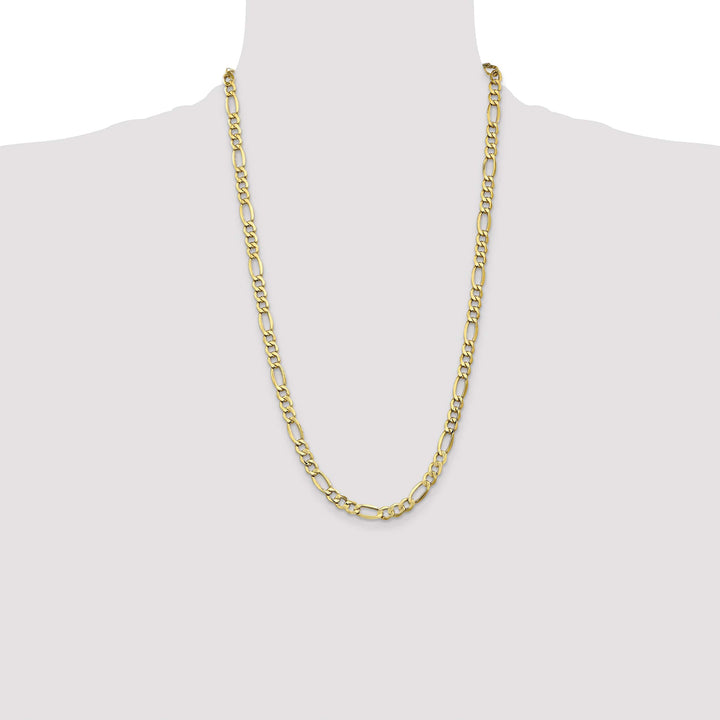 14K Yellow Gold 7.3mm Semi-Solid Figaro Chain 26 Inch