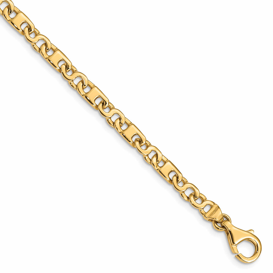 14K Yellow Gold 7. 4.4mm Hand Fancy Link Bracelet