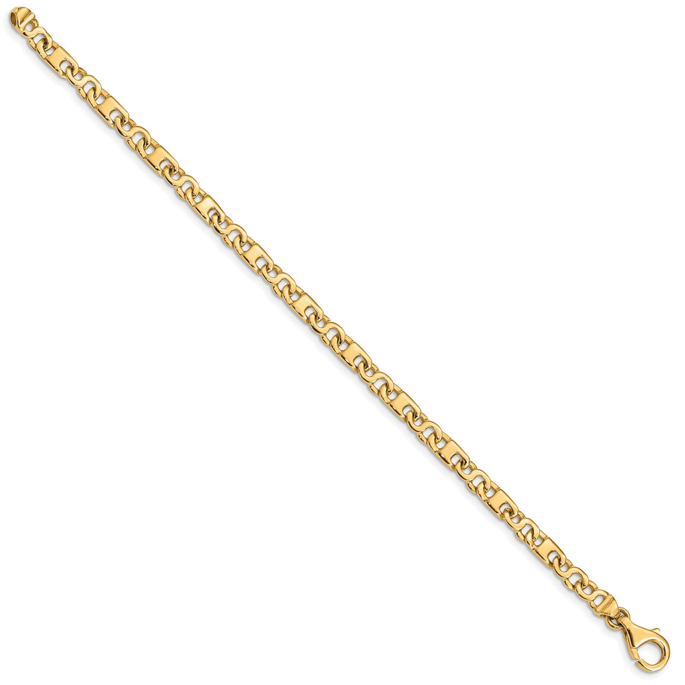 14K Yellow Gold 7. 4.4mm Hand Fancy Link Bracelet