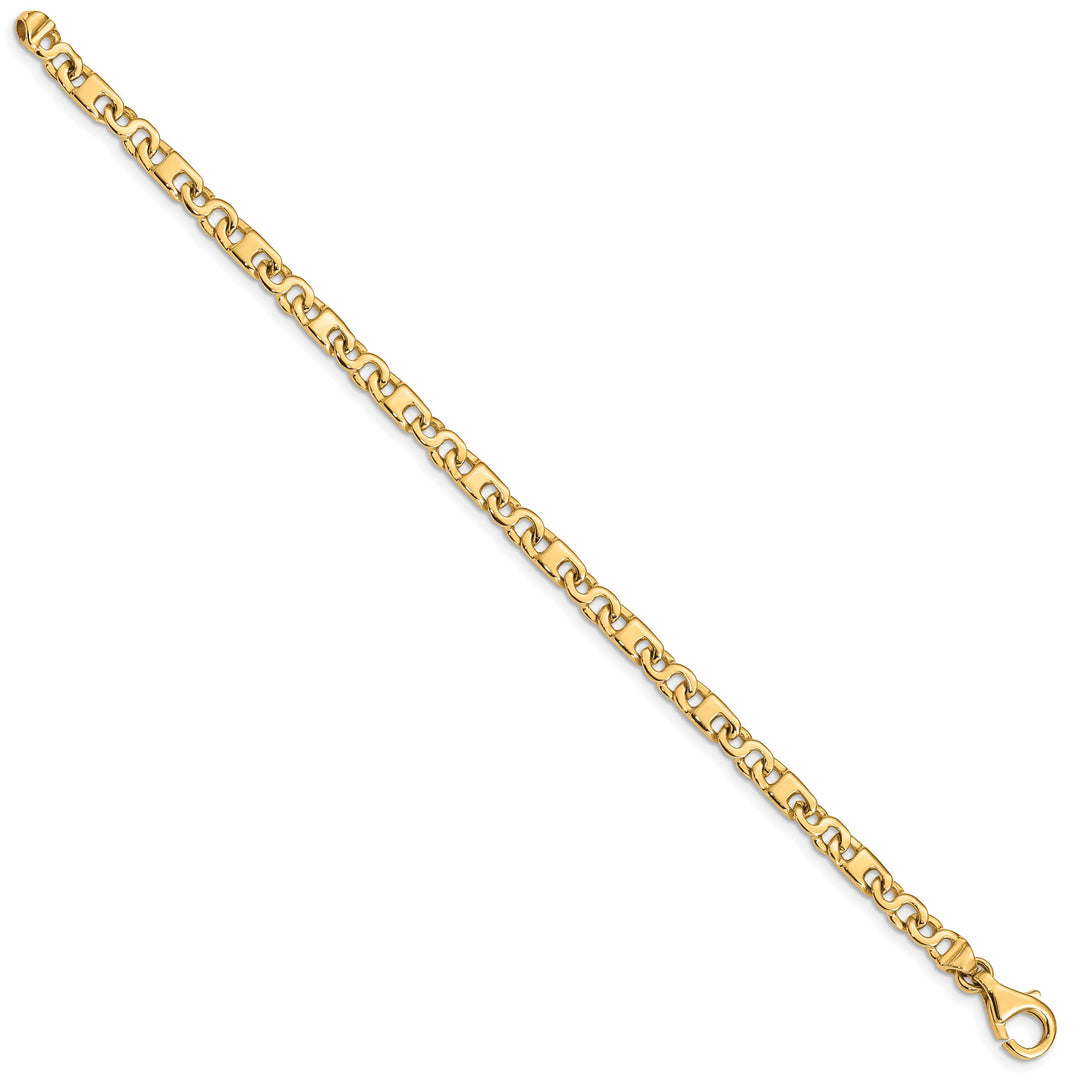 14K Yellow Gold 7. 4.4mm Hand Fancy Link Bracelet