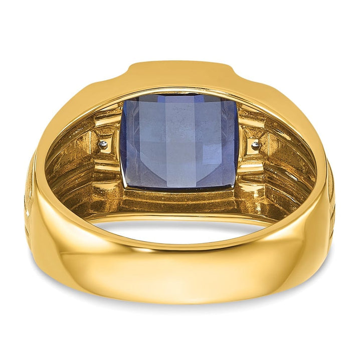 14k Yellow Gold 7.75 g Lab Created Sapphire Diamond Men's Ring