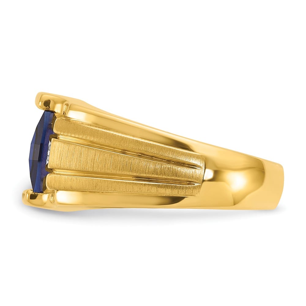 14k Yellow Gold 7.75 g Lab Created Sapphire Diamond Men's Ring