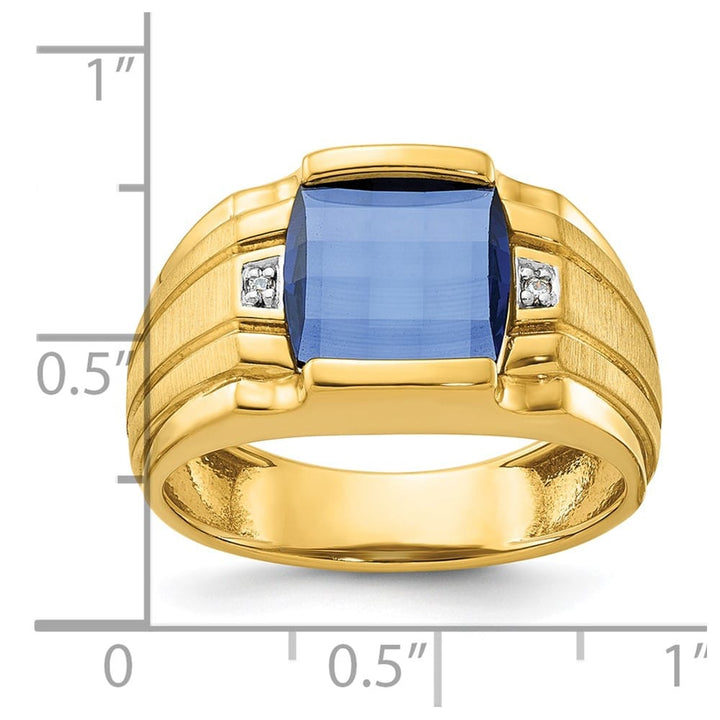 14k Yellow Gold 7.75 g Lab Created Sapphire Diamond Men's Ring