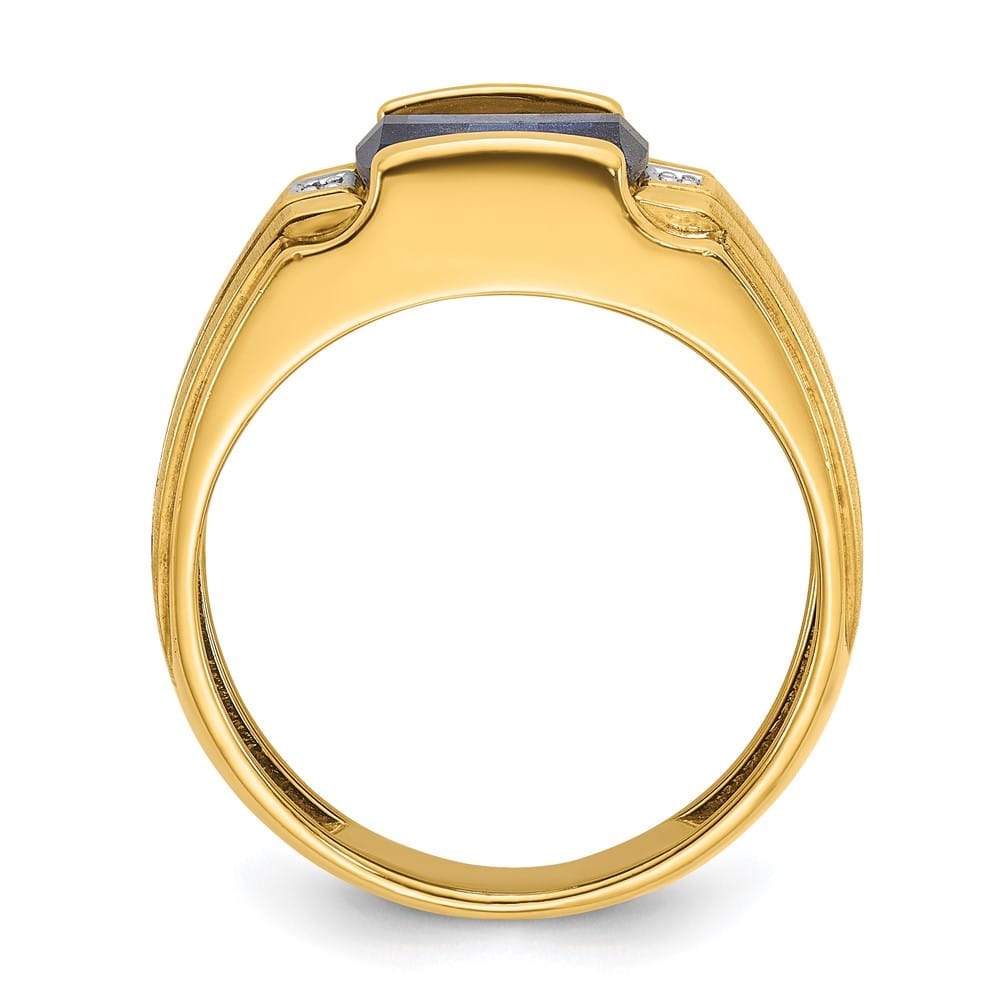 14k Yellow Gold 7.75 g Lab Created Sapphire Diamond Men's Ring