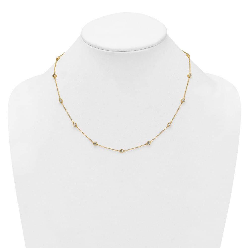 14K Yellow Gold 7/8 carat Diamond Chain 15-Station 18 inch Necklace