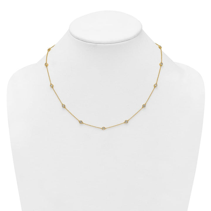 14K Yellow Gold 7/8 carat Diamond Chain 15-Station 18 inch Necklace