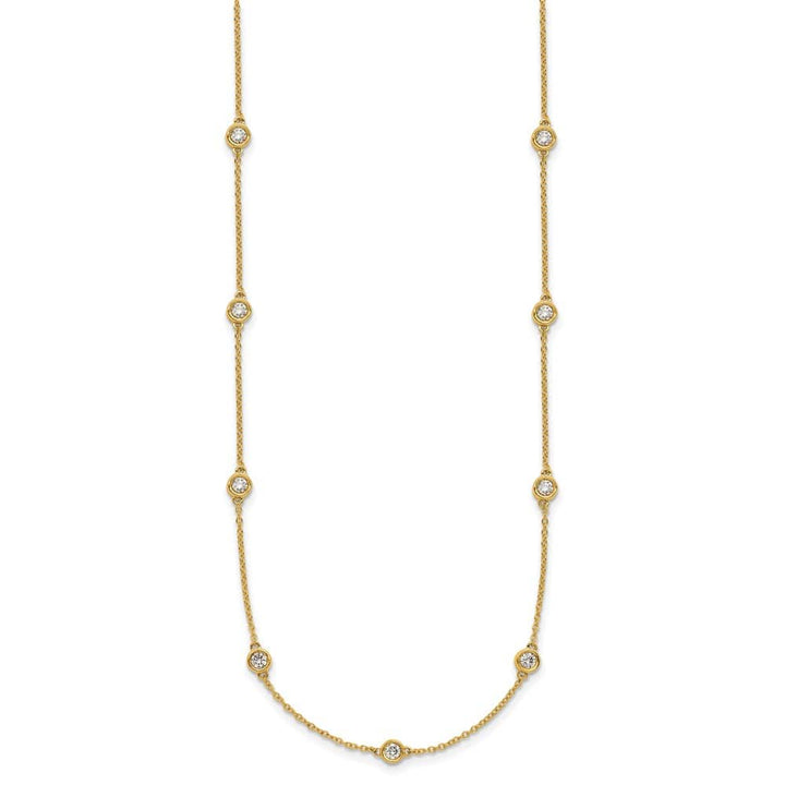 14K Yellow Gold 7/8 carat Diamond Chain 15-Station 18 inch Necklace