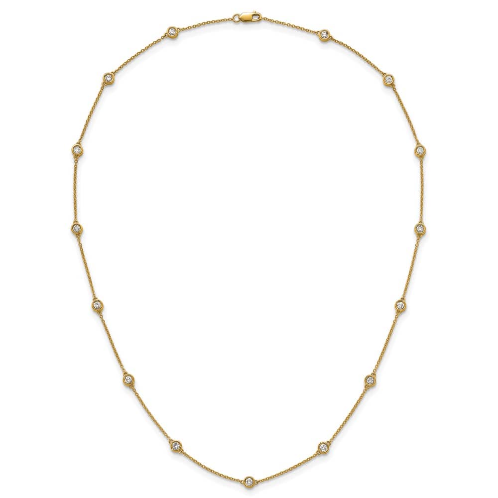 14K Yellow Gold 7/8 carat Diamond Chain 15-Station 18 inch Necklace