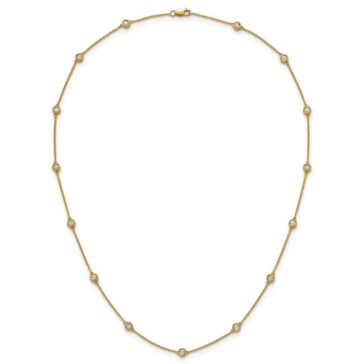 14K Yellow Gold 7/8 carat Diamond Chain 15-Station 18 inch Necklace