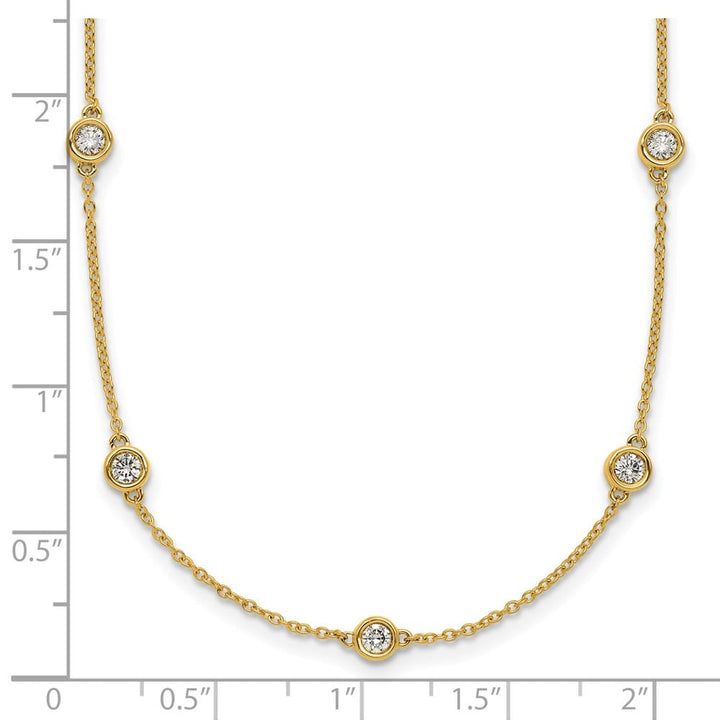 14K Yellow Gold 7/8 carat Diamond Chain 15-Station 18 inch Necklace