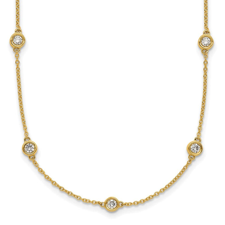 14K Yellow Gold 7/8 carat Diamond Chain 15-Station 18 inch Necklace