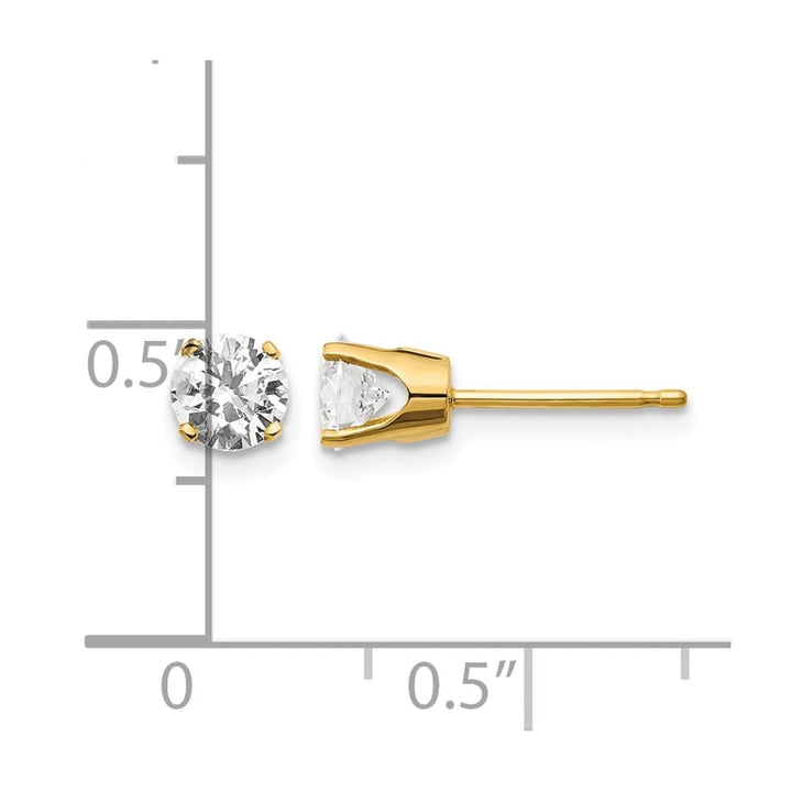 14K Yellow Gold 7/8 ct I2 K-L Diamond Push Back Stud Earrings