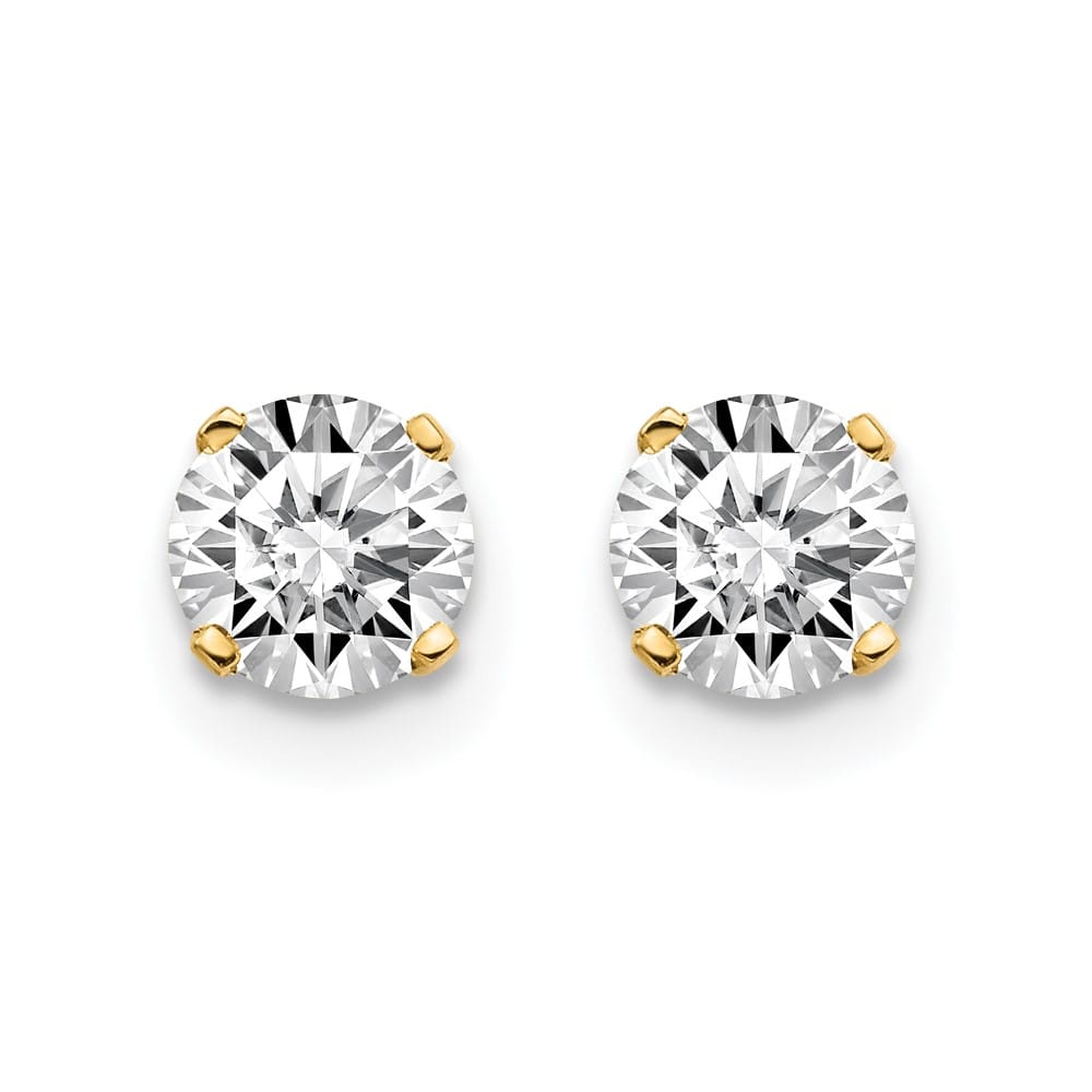 14K Yellow Gold 7/8 ct I2 K-L Diamond Push Back Stud Earrings