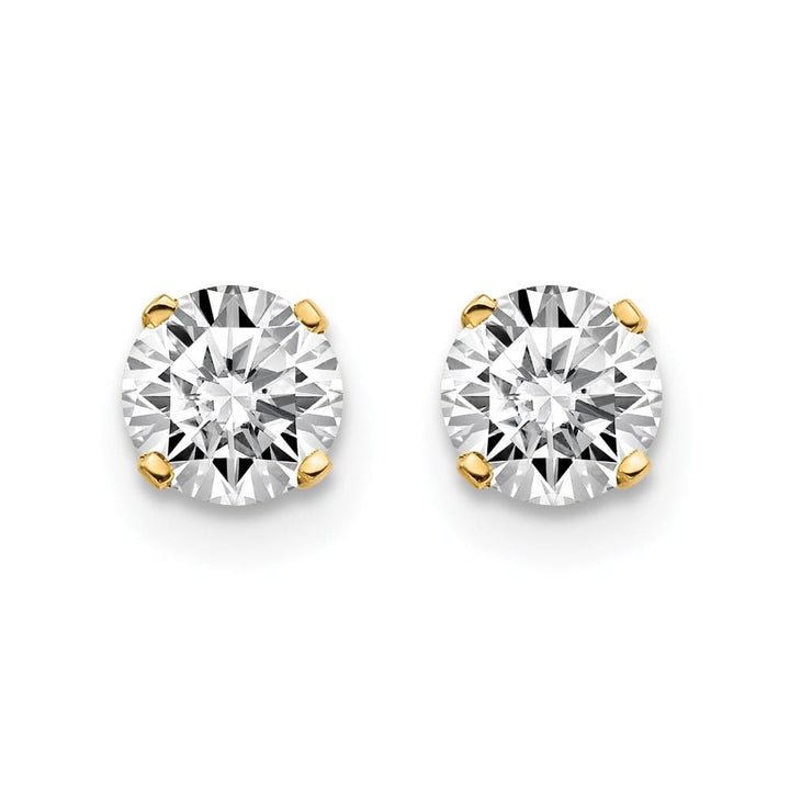 14K Yellow Gold 7/8 ct I2 K-L Diamond Push Back Stud Earrings