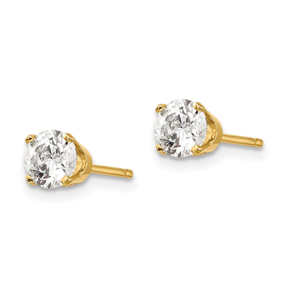 14K Yellow Gold 7/8 ct I2 K-L Diamond Push Back Stud Earrings