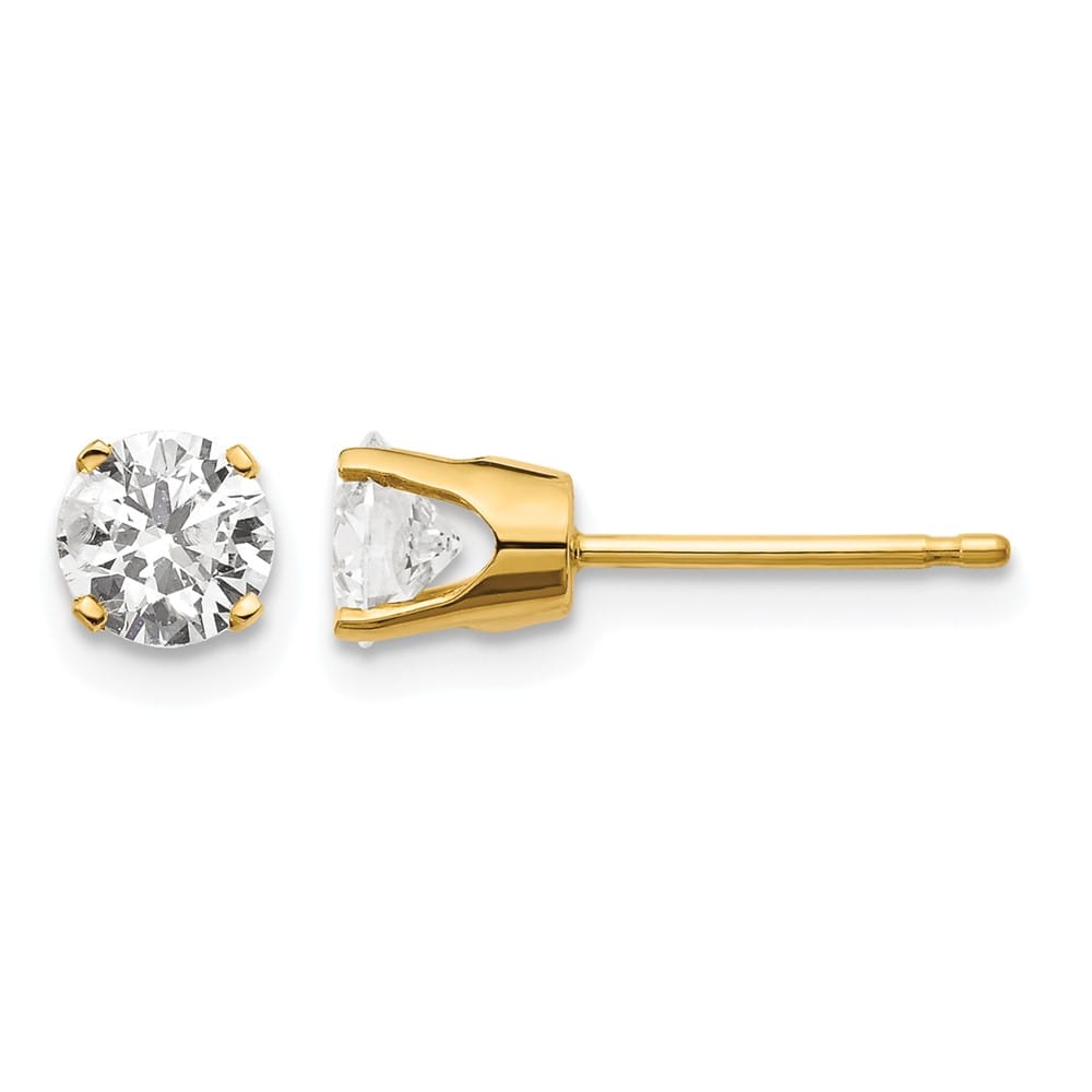 14K Yellow Gold 7/8 ct I2 K-L Diamond Push Back Stud Earrings