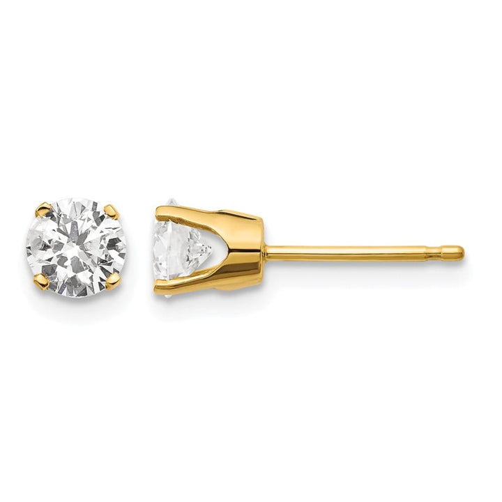 14K Yellow Gold 7/8 ct I2 K-L Diamond Push Back Stud Earrings