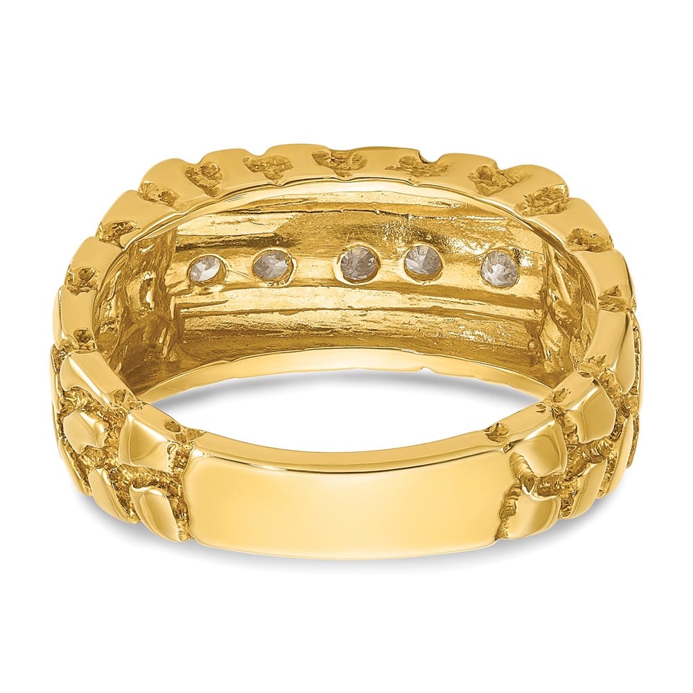14k Yellow Gold 7.83 g 1/3 Carat Diamond Nugget Men's Ring
