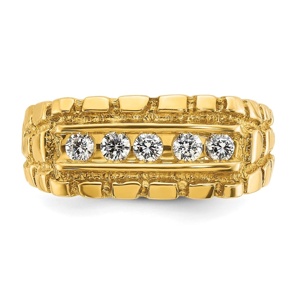 14k Yellow Gold 7.83 g 1/3 Carat Diamond Nugget Men's Ring