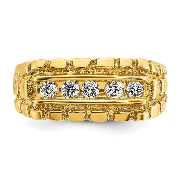 14k Yellow Gold 7.83 g 1/3 Carat Diamond Nugget Men's Ring
