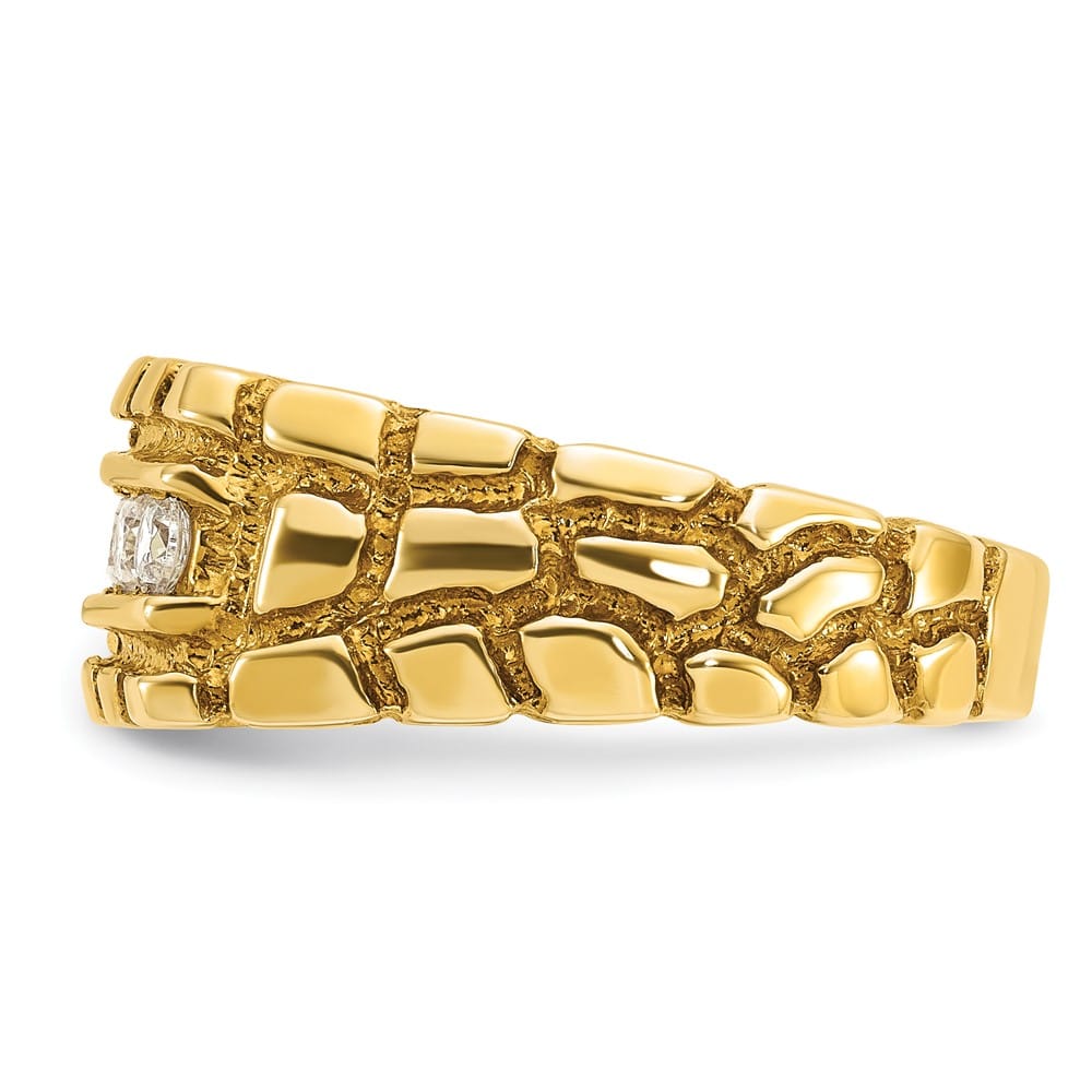 14k Yellow Gold 7.83 g 1/3 Carat Diamond Nugget Men's Ring
