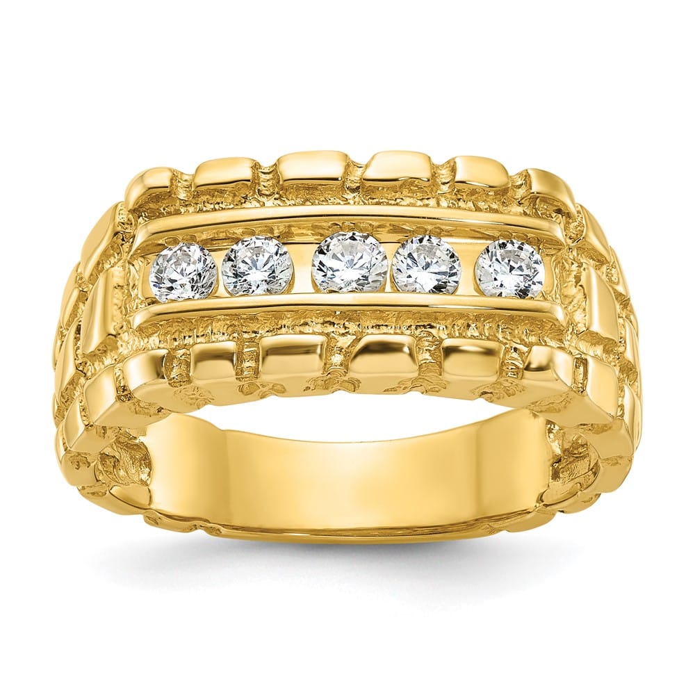 14k Yellow Gold 7.83 g 1/3 Carat Diamond Nugget Men's Ring