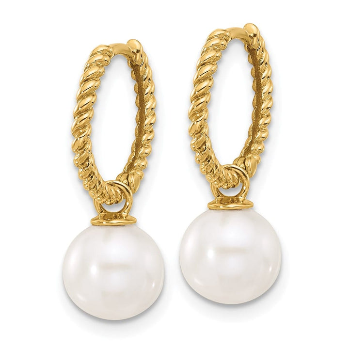 14K Yellow Gold 7-8mm Black and White Freshwater Pearl Earrings