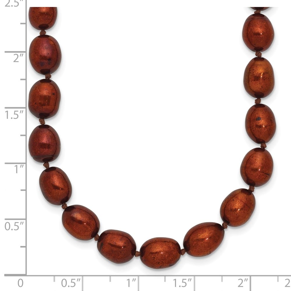 14K Yellow Gold 7-8mm Brown Rice Cultured Pearl 20 inch Necklace
