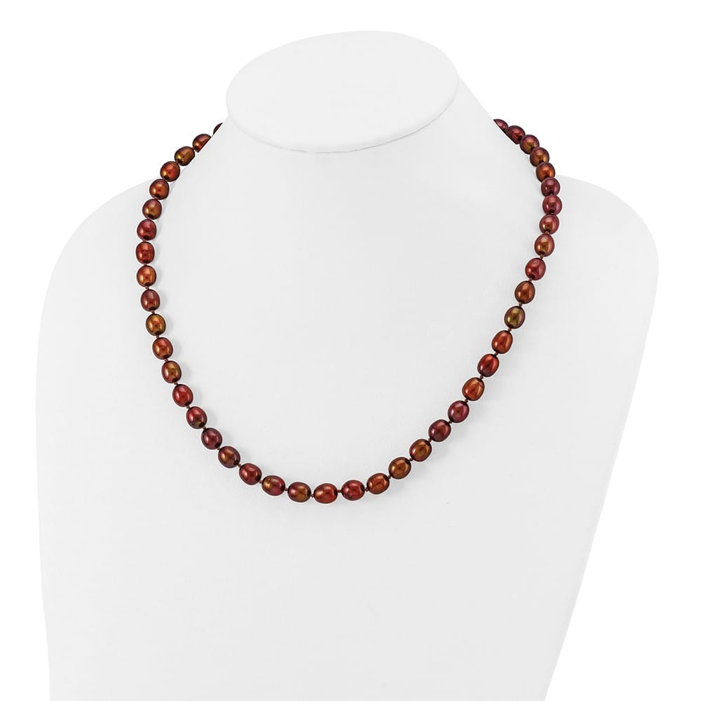 14K Yellow Gold 7-8mm Brown Rice Cultured Pearl 20 inch Necklace