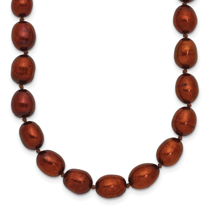 14K Yellow Gold 7-8mm Brown Rice Cultured Pearl 20 inch Necklace