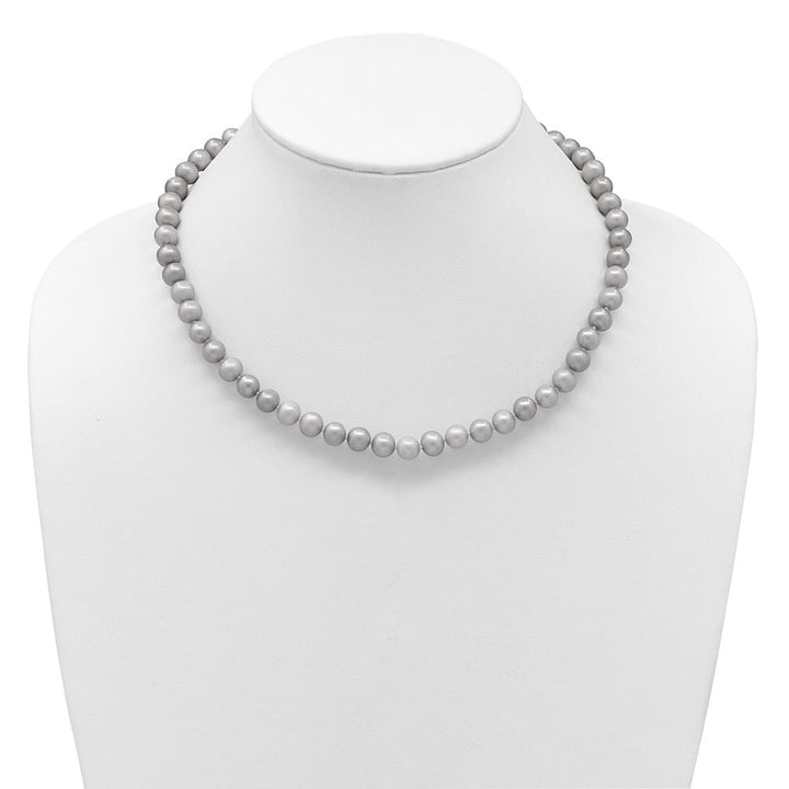 14K Yellow Gold 7-8mm Gray Near Round Cultured Pearl 16 inch Necklace